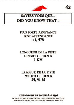 1996 Hippodrome de Montreal #42 Course de Galop 1910 Back